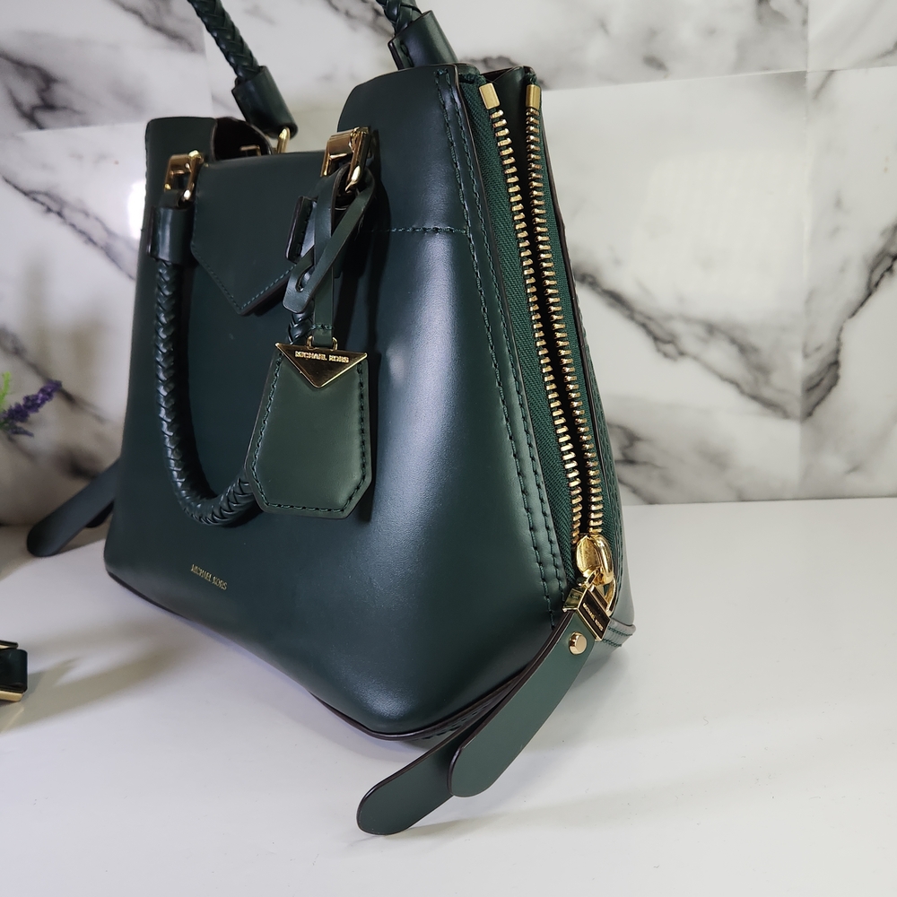 Michael Kors Green Blakely Leather Satchel Handbag - Picture 9 of 14